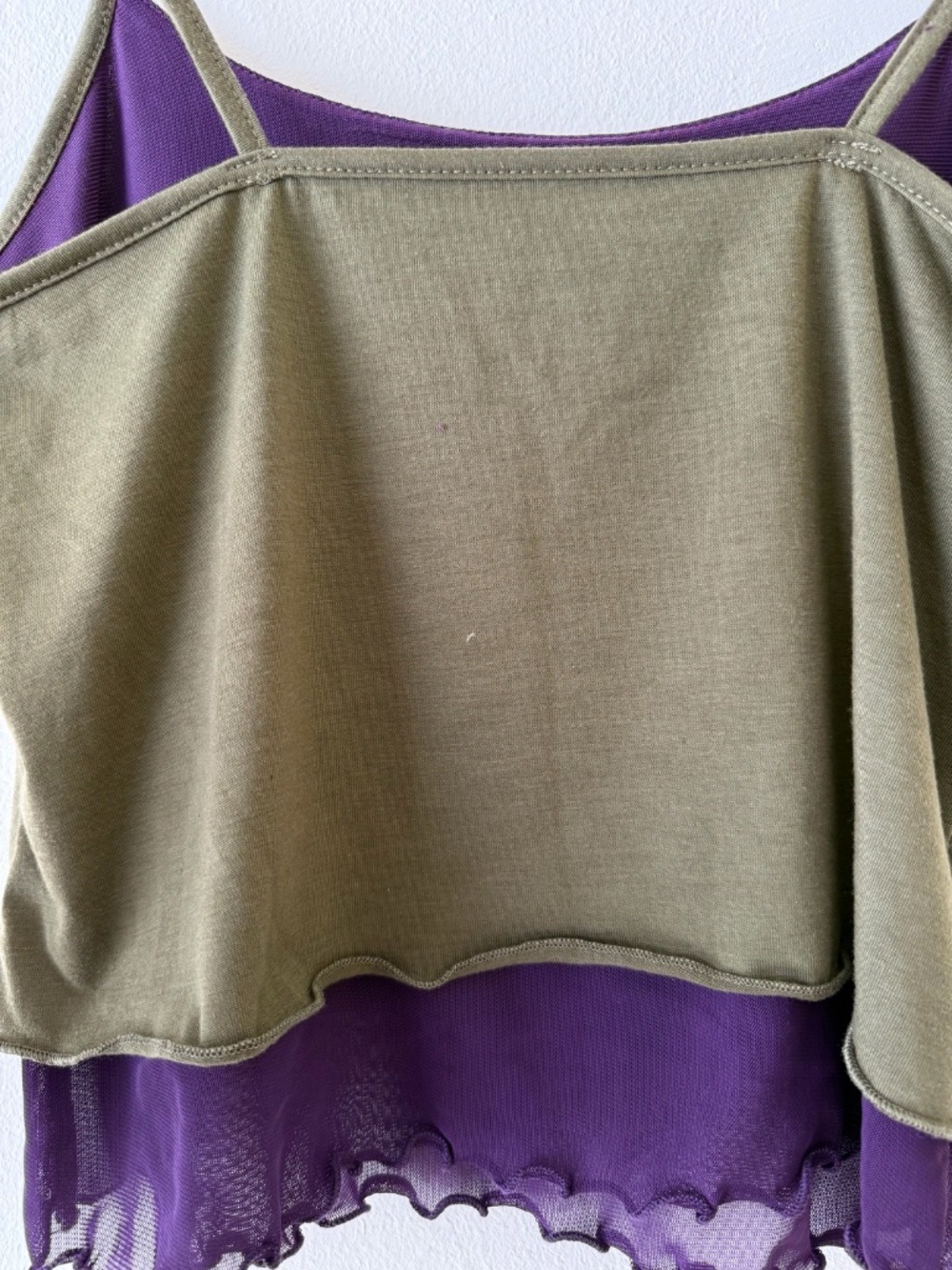 green and purple floral embroidered mesh tank top - Picture 4 of 5
